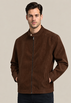 Veste homme effet daim col montant fermeture éclair devant - Mathis