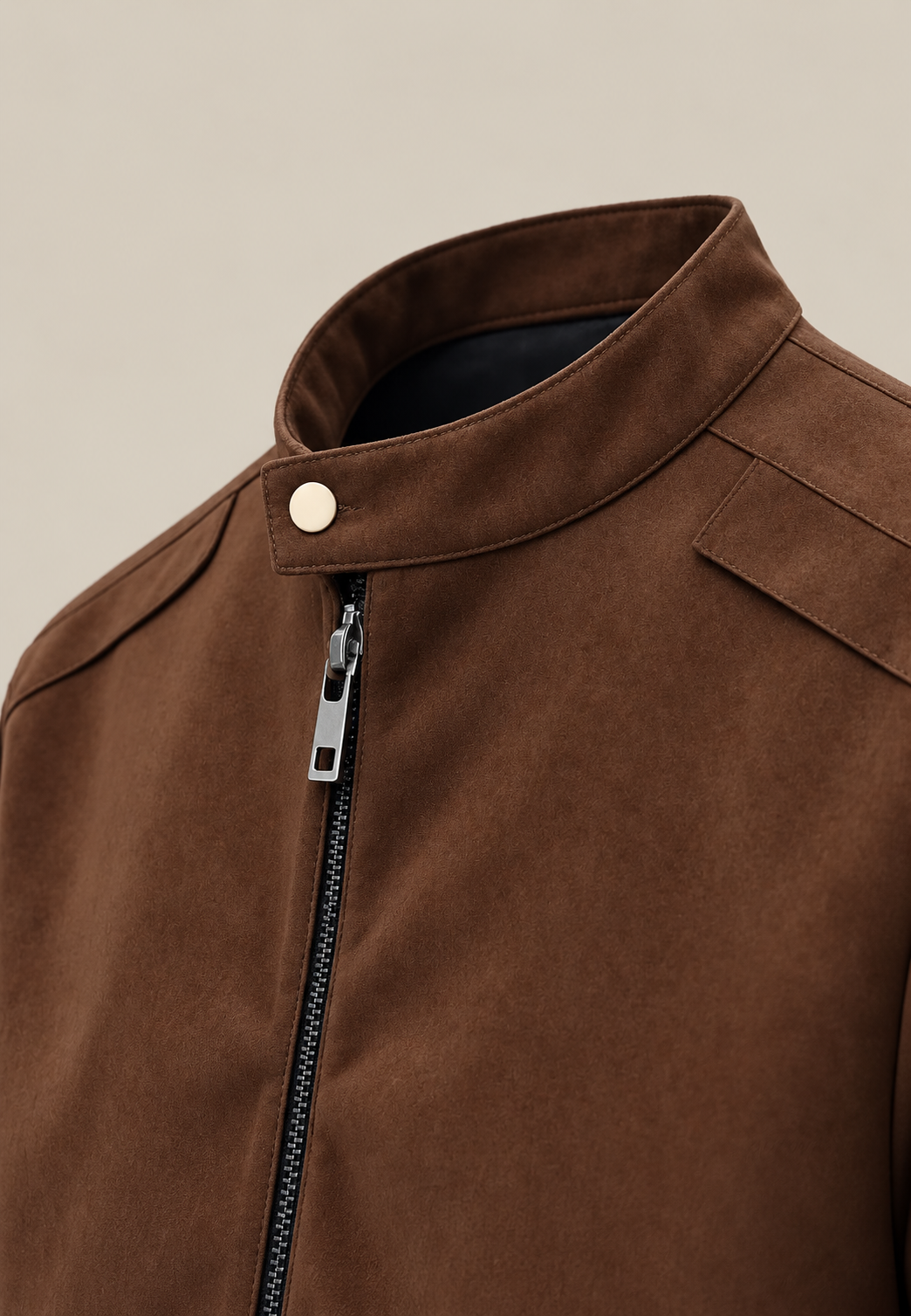 Veste homme effet daim col montant fermeture éclair devant - Mathis