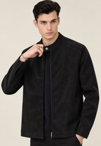 Veste homme effet daim col montant fermeture éclair devant - Mathis