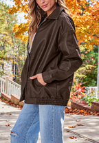 Veste oversize femme effet cuir bas élastiqué ample - Alizée