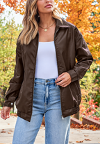 Veste oversize femme effet cuir bas élastiqué ample - Alizée