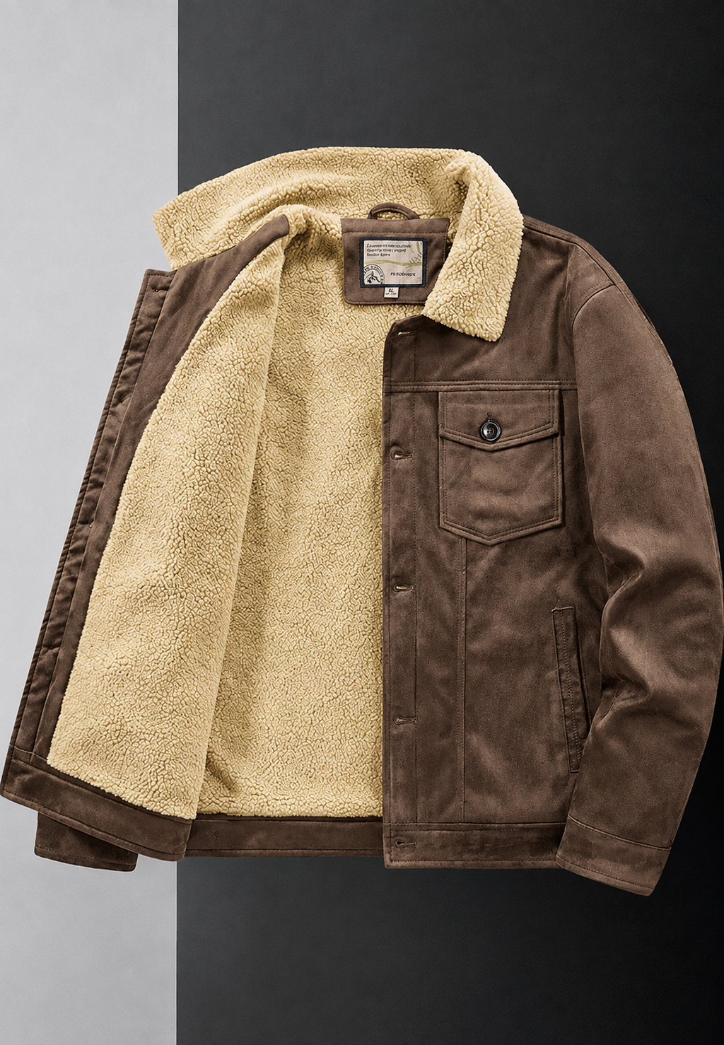 Veste homme effet daim doublure peau de mouton chaude - Bruno