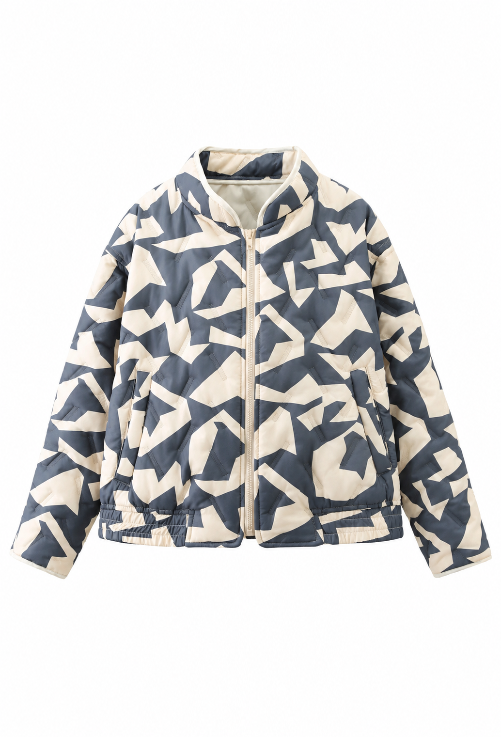 Blouson matelassé femme motifs géométriques fermeture zippée - Dorette
