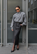Blouson femme court col montant manches ballon mi-saison - Lena