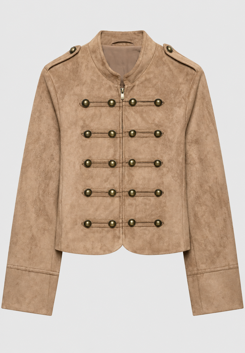 Veste femme effet daim pattes boutonnage col montant - Noémie