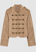 Veste femme effet daim pattes boutonnage col montant - Noémie