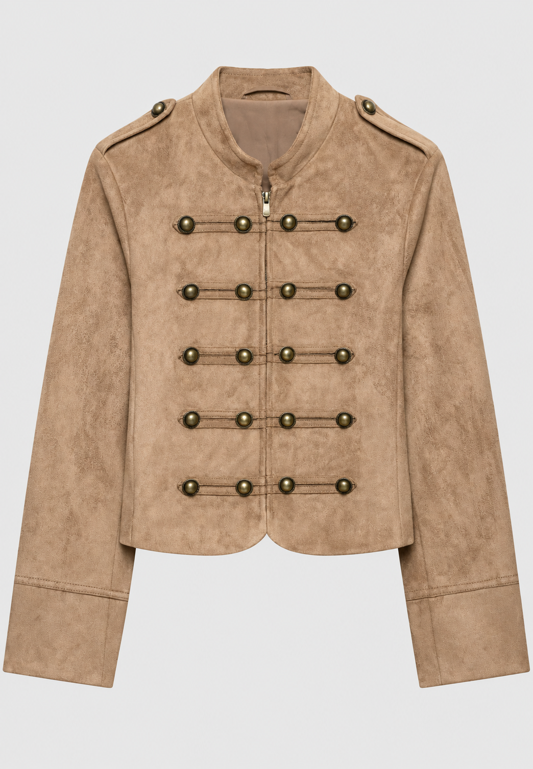 Veste femme effet daim pattes boutonnage col montant - Noémie