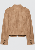 Veste femme effet daim pattes boutonnage col montant - Noémie