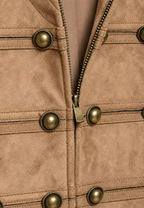 Veste femme effet daim pattes boutonnage col montant - Noémie