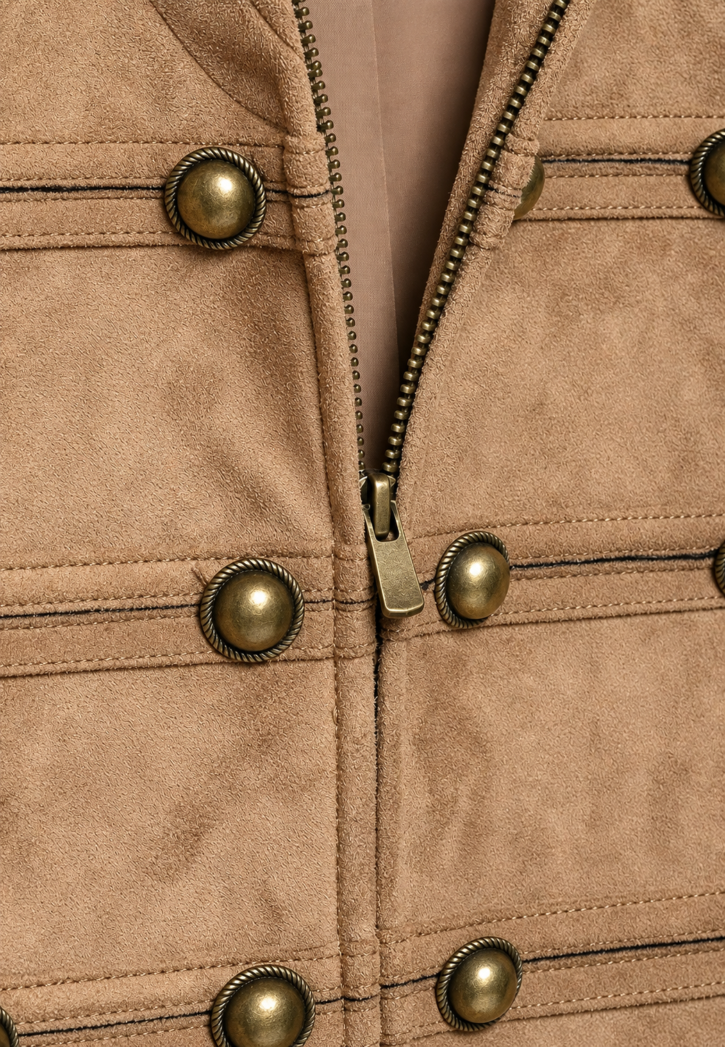 Veste femme effet daim pattes boutonnage col montant - Noémie