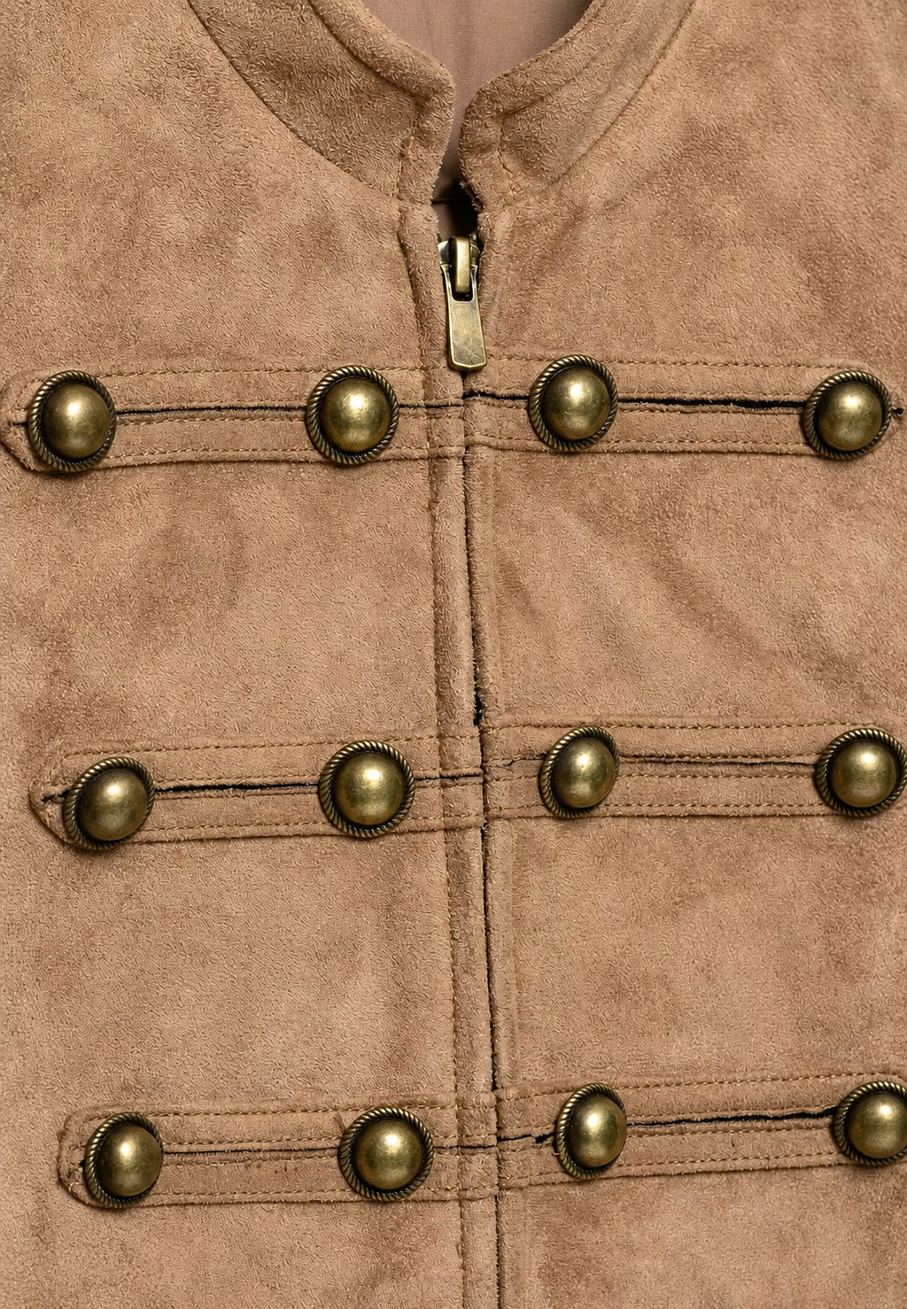 Veste femme effet daim pattes boutonnage col montant - Noémie