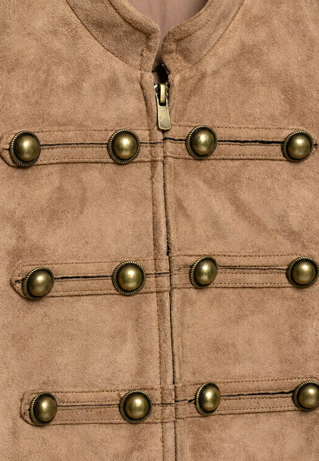 Veste femme effet daim pattes boutonnage col montant - Noémie