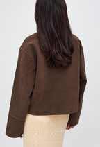 Blouson femme effet daim coupe droite fermeture éclair - Hedvika