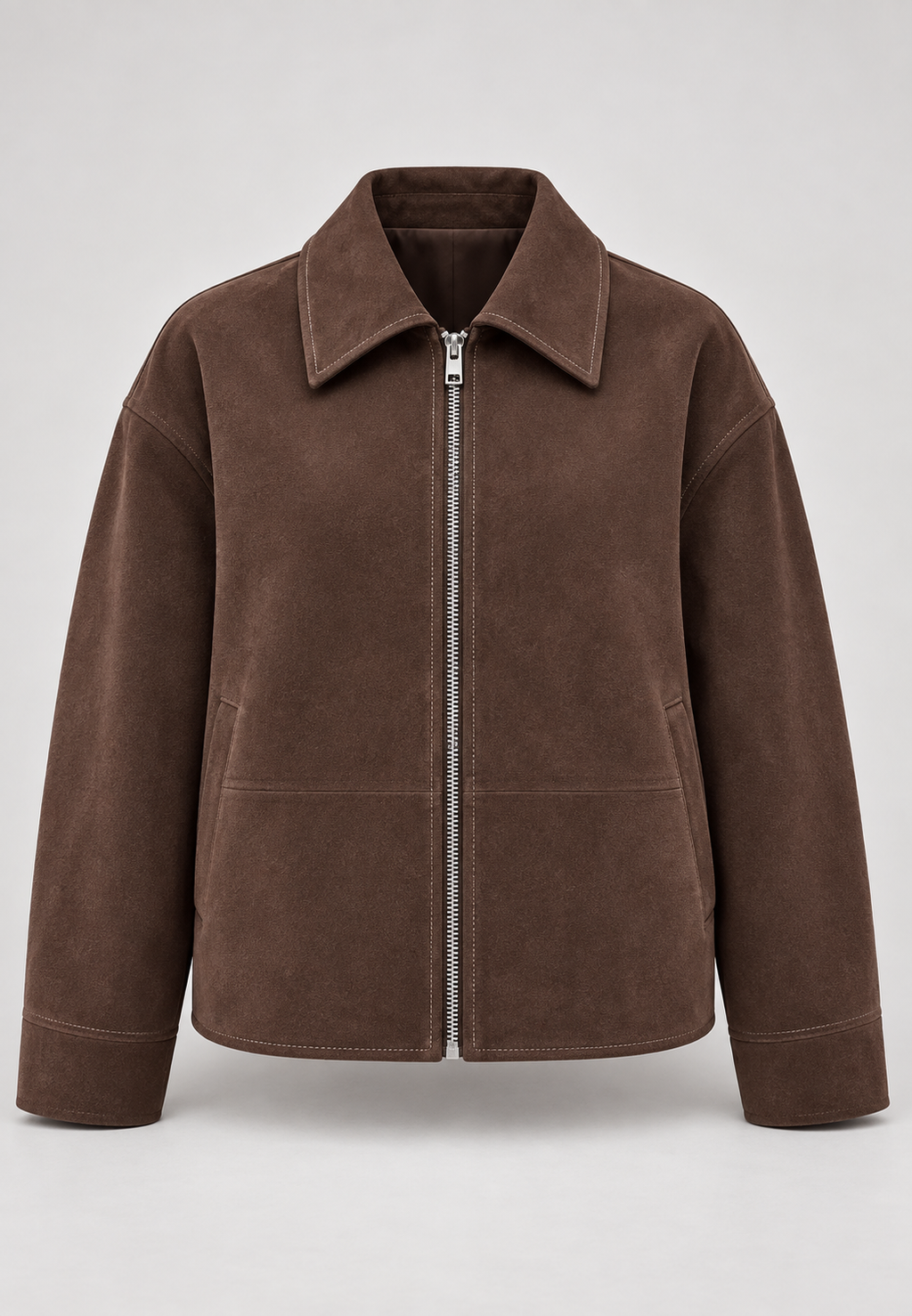 Blouson femme effet daim coupe droite fermeture éclair - Hedvika