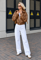 Veste femme effet cuir capuche fermeture éclair casual - Nerea