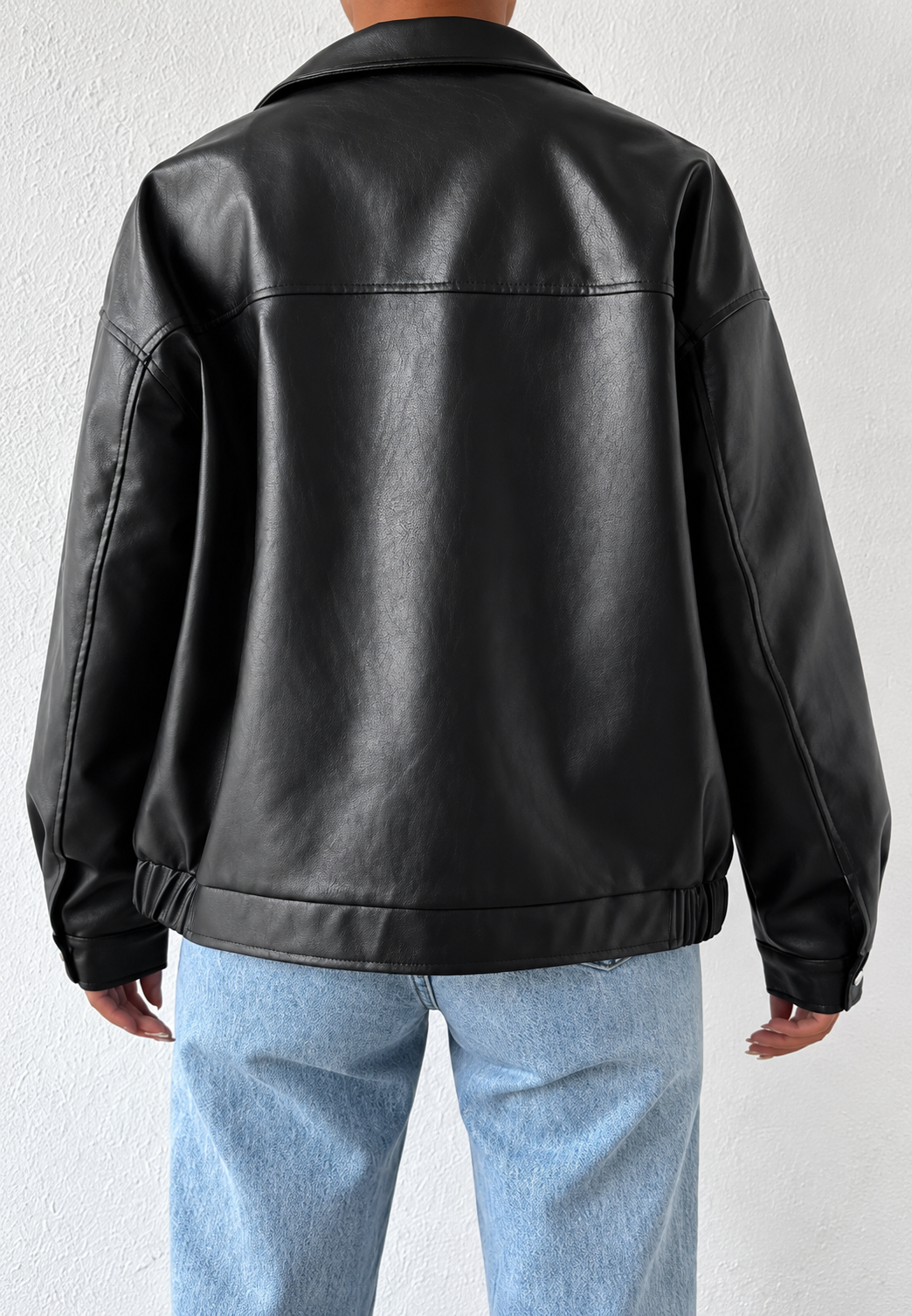 Veste femme effet cuir fermeture éclair col chemise urbaine - Aroa