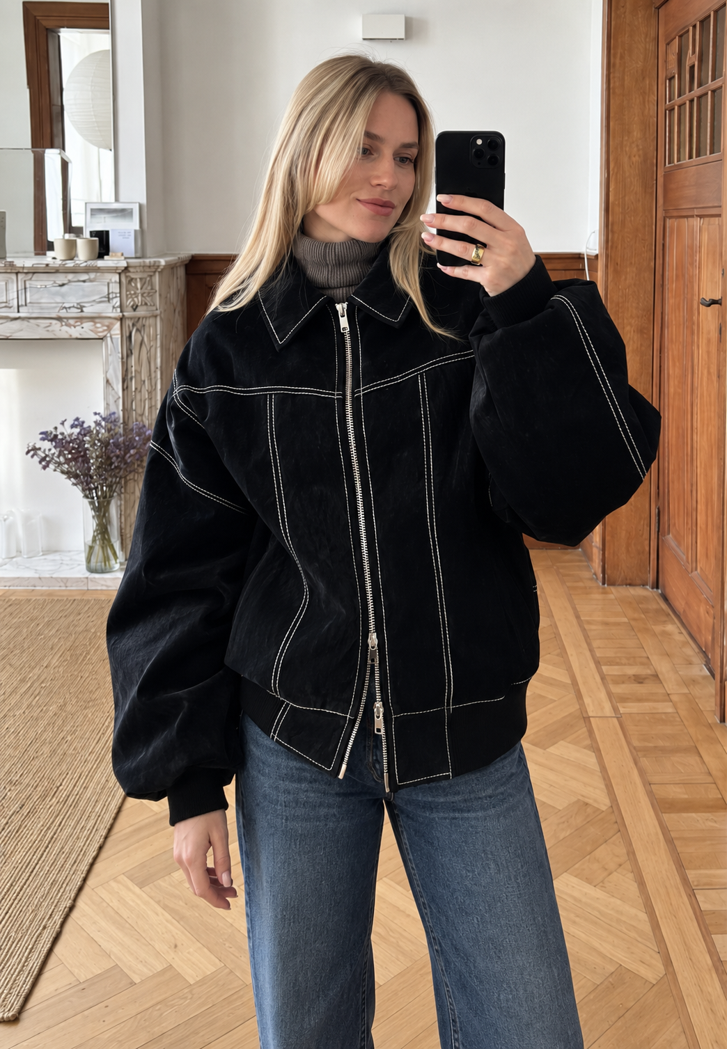 Veste oversize femme effet daim surpiqûres contrastées - Vela
