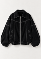 Veste oversize femme effet daim surpiqûres contrastées - Vela