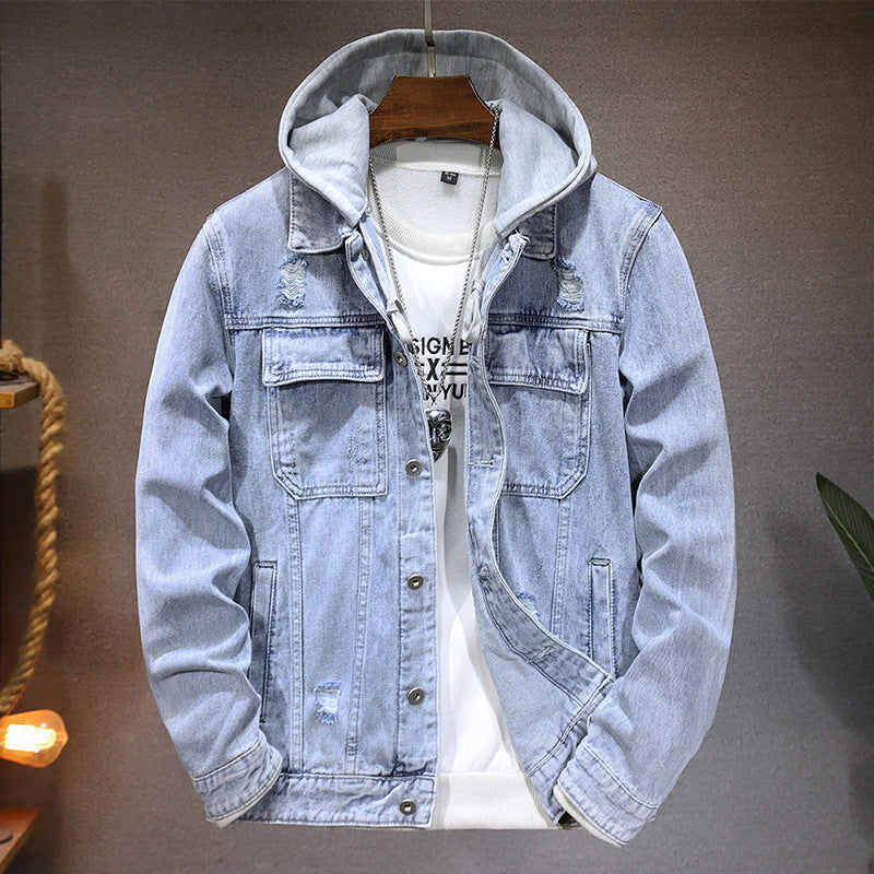 Veste jean homme capuche effet délavé denim casual - Bennett