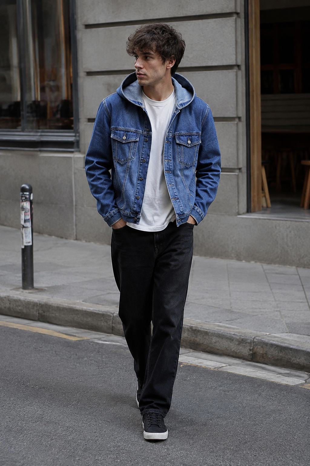 Veste jean homme capuche effet délavé denim casual - Bennett