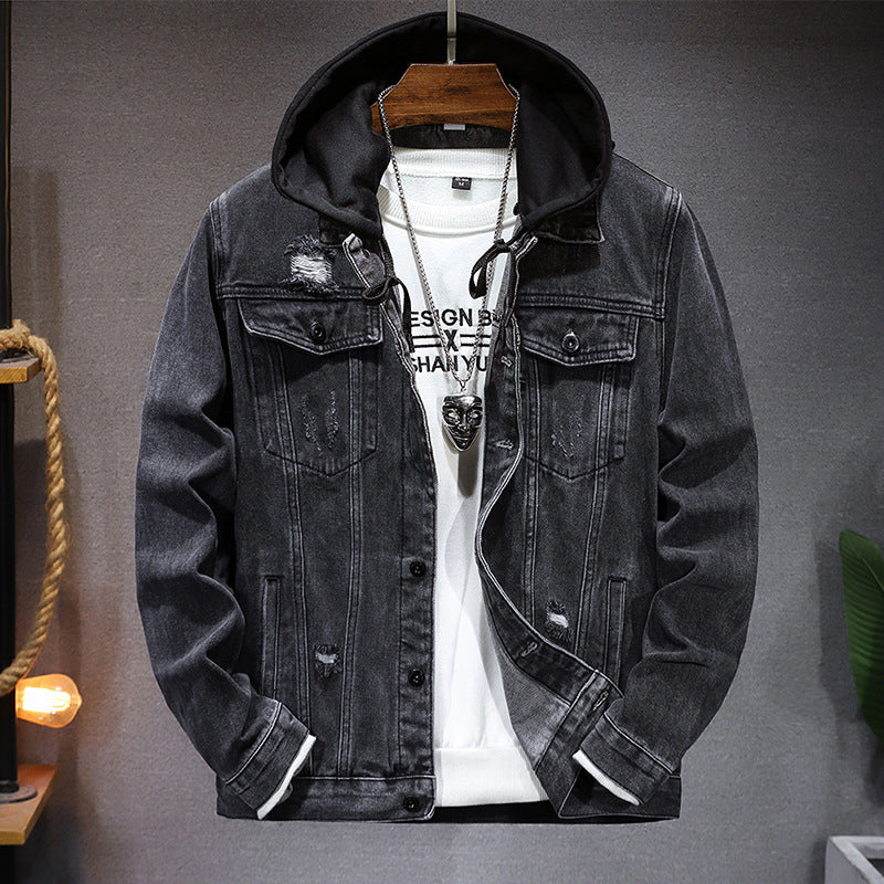 Veste jean homme capuche effet délavé denim casual - Bennett