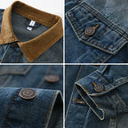 Veste jean homme col velours côtelé effet délavé denim - Dario