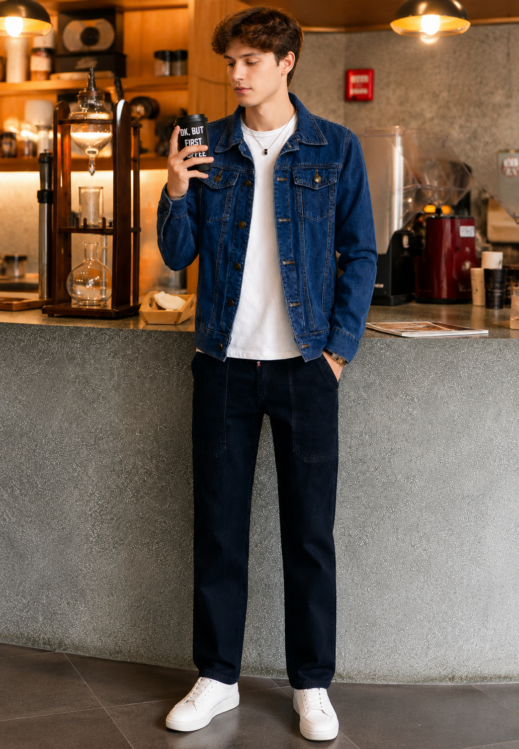 Veste jean homme délavée poches à rabat denim classique - Stellan
