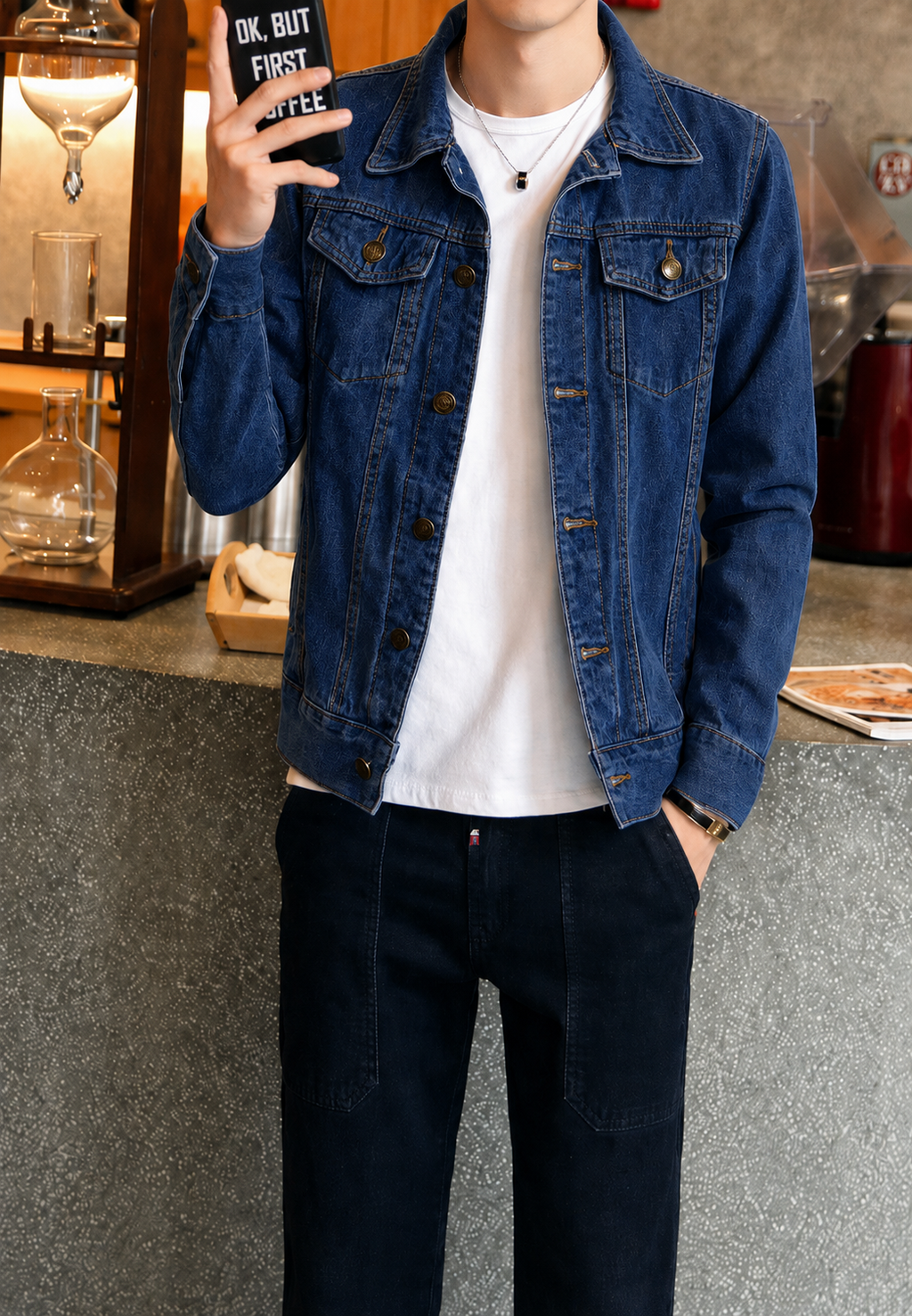 Veste jean homme délavée poches à rabat denim classique - Stellan
