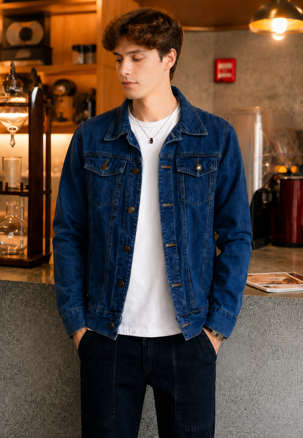 Veste jean homme délavée poches à rabat denim classique - Stellan