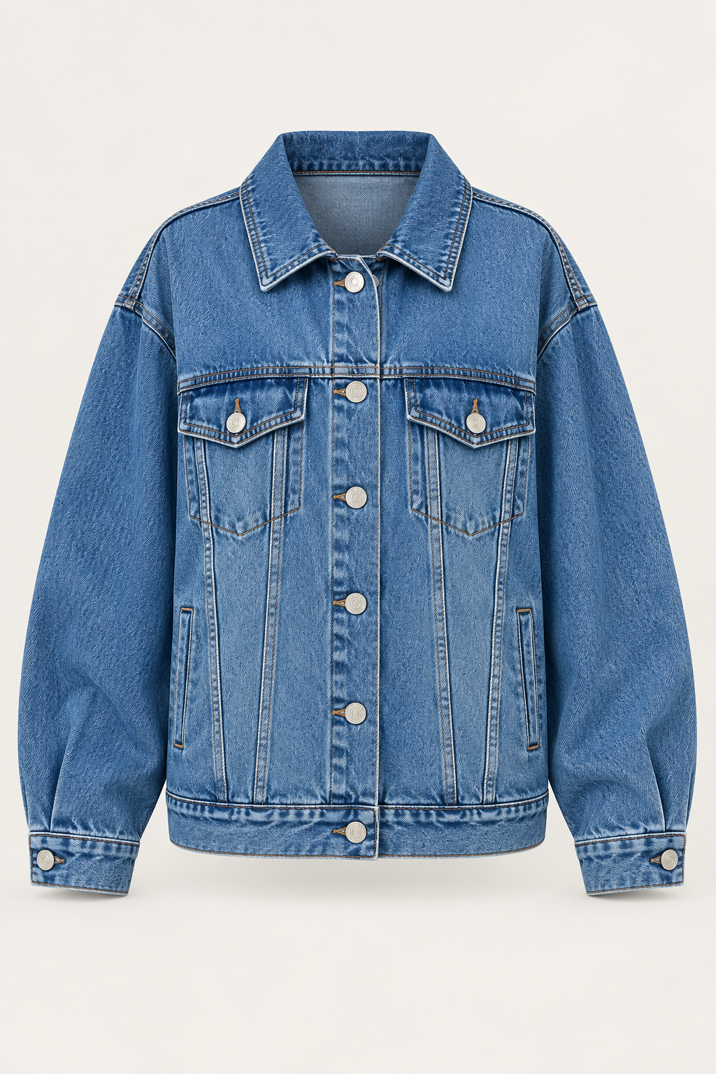Cazadora vaquera mujer oversize bolsillos solapa hombros caídos efecto lavado - Camille