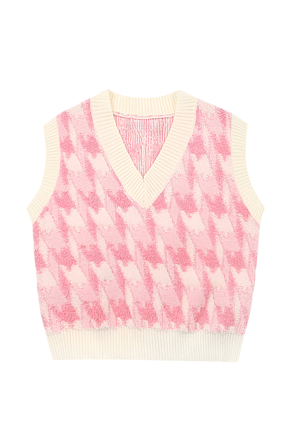 Gilet maille femme encolure V imprimé sans manches - Mondeña