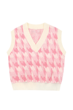 Gilet maille femme encolure V imprimé sans manches - Mondeña