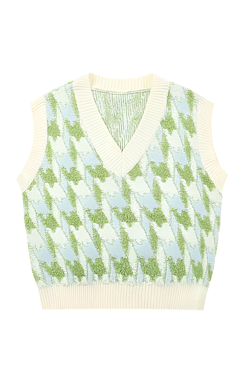 Gilet maille femme encolure V imprimé sans manches - Mondeña