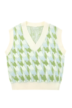 Gilet maille femme encolure V imprimé sans manches - Mondeña