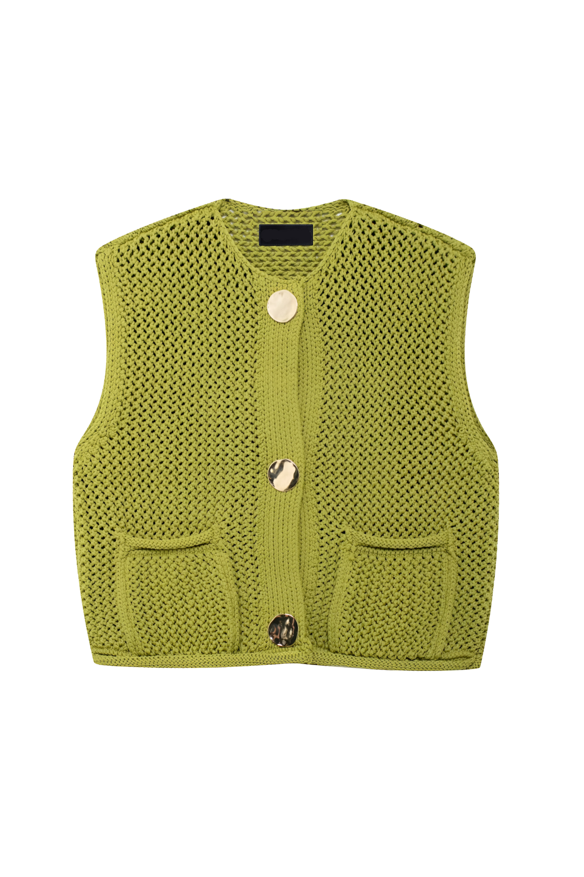 Gilet femme maille épaisse boutons poches sans manches chaud - Dumas
