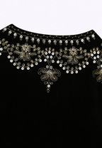 Gilet femme velours motifs floraux brodés élégant fête - Celina