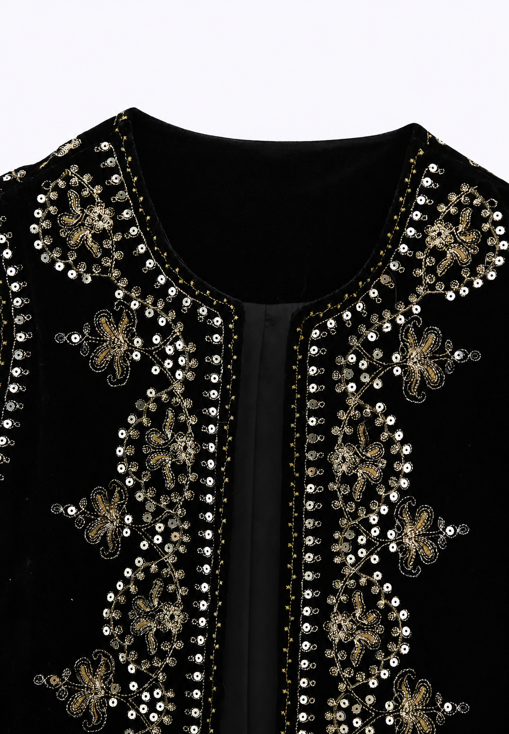 Gilet femme velours motifs floraux brodés élégant fête - Celina