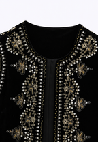 Gilet femme velours motifs floraux brodés élégant fête - Celina