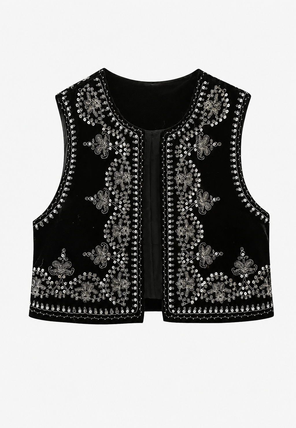 Gilet femme velours motifs floraux brodés élégant fête - Celina