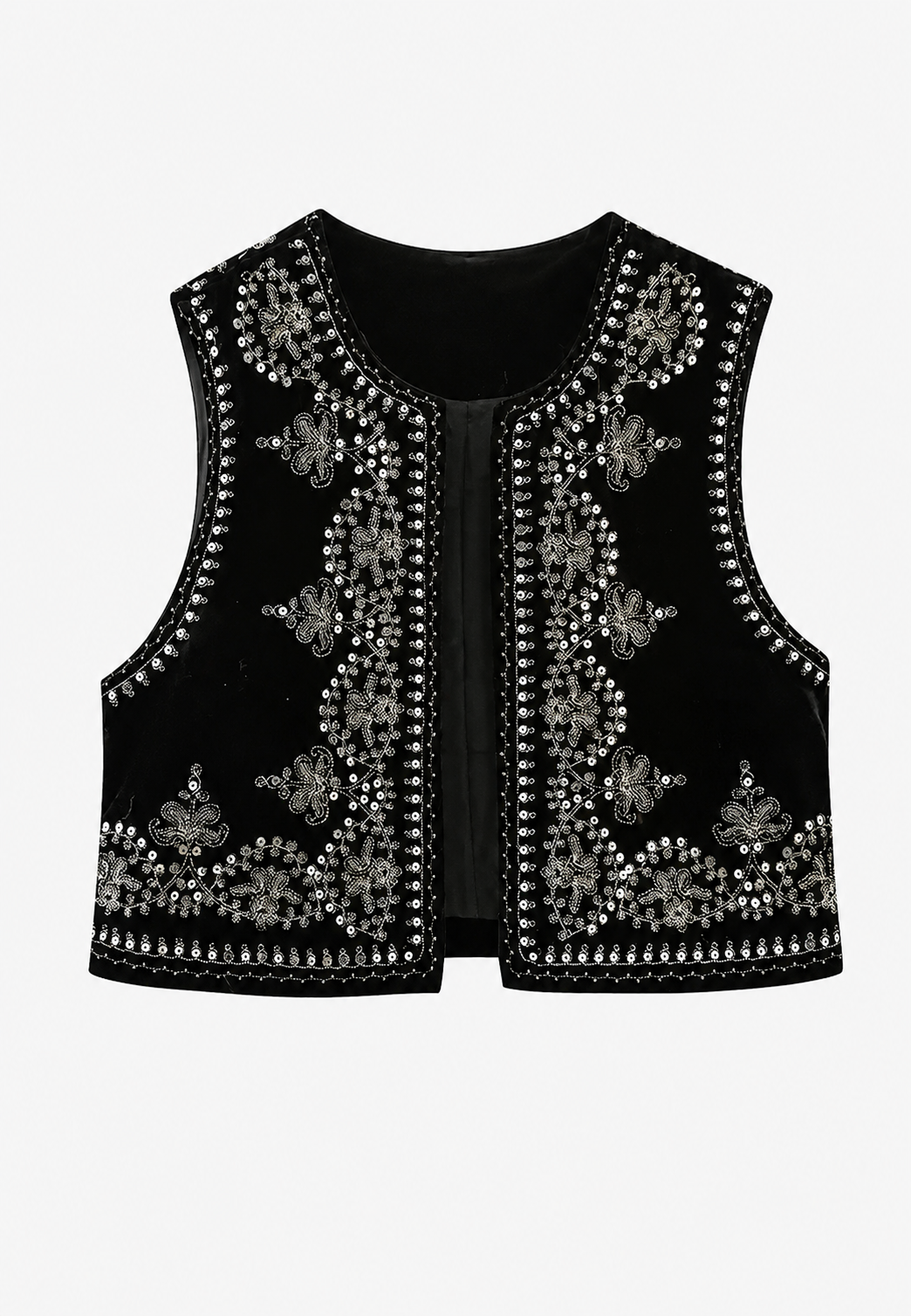 Gilet femme velours motifs floraux brodés élégant fête - Celina