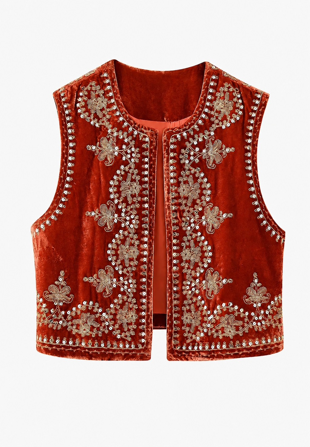 Gilet femme velours motifs floraux brodés élégant fête - Celina