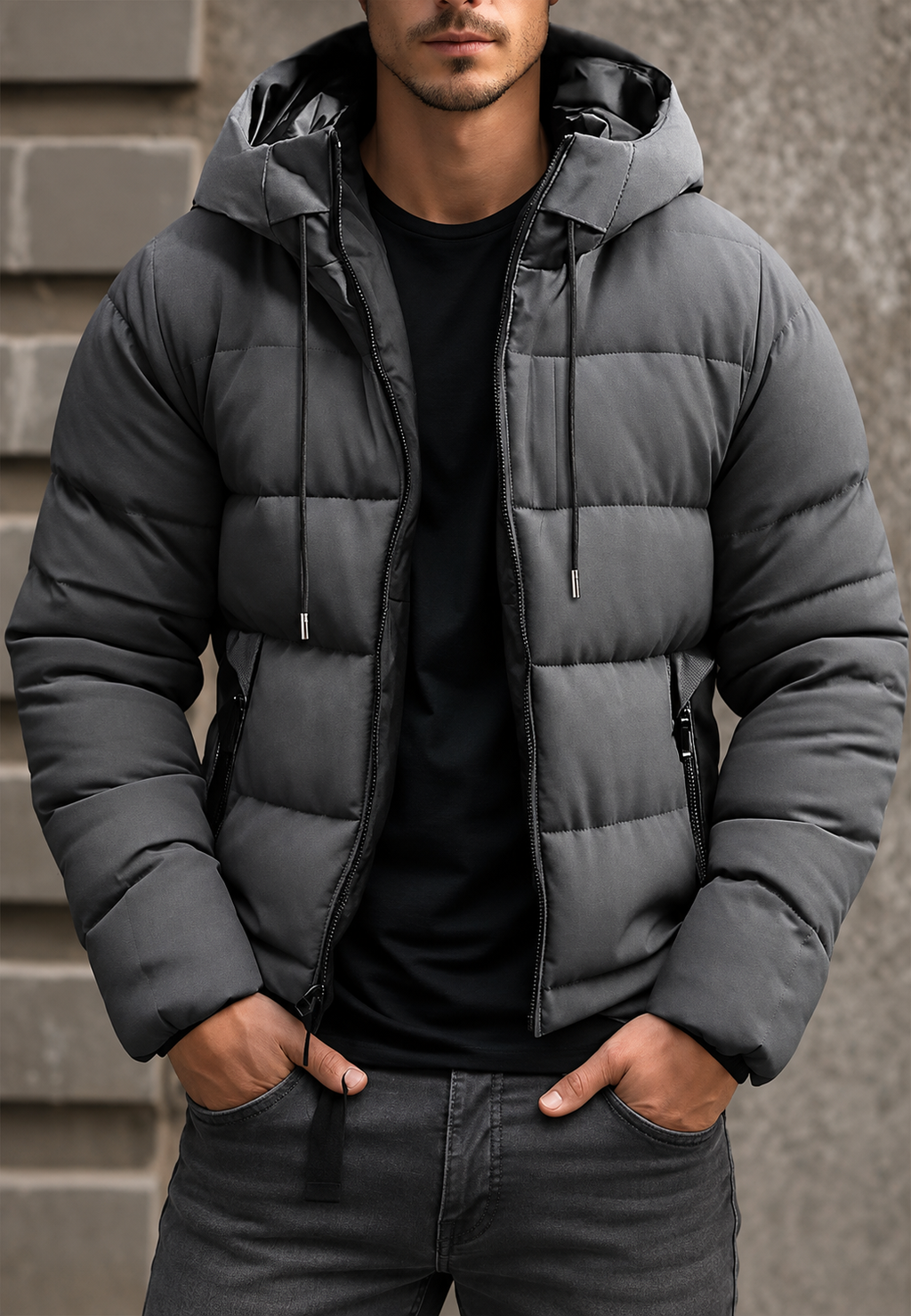 Veste matelassée homme capuche fermeture éclair coupe classique - Hakon
