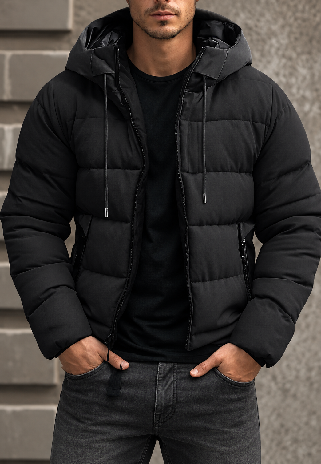 Veste matelassée homme capuche fermeture éclair coupe classique - Hakon