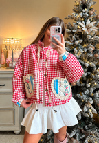 Veste matelassée femme carreaux vichy poches cœur printemps - Ysoria