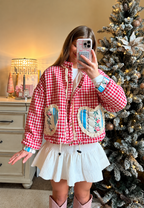 Veste matelassée femme carreaux vichy poches cœur printemps - Ysoria