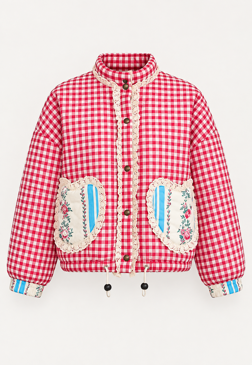 Veste matelassée femme carreaux vichy poches cœur printemps - Ysoria