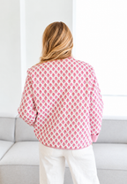Veste matelassée femme imprimé floral col chemise rayures - Lola