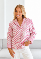 Veste matelassée femme imprimé floral col chemise rayures - Lola