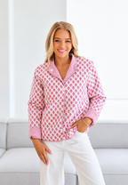 Veste matelassée femme imprimé floral col chemise rayures - Lola