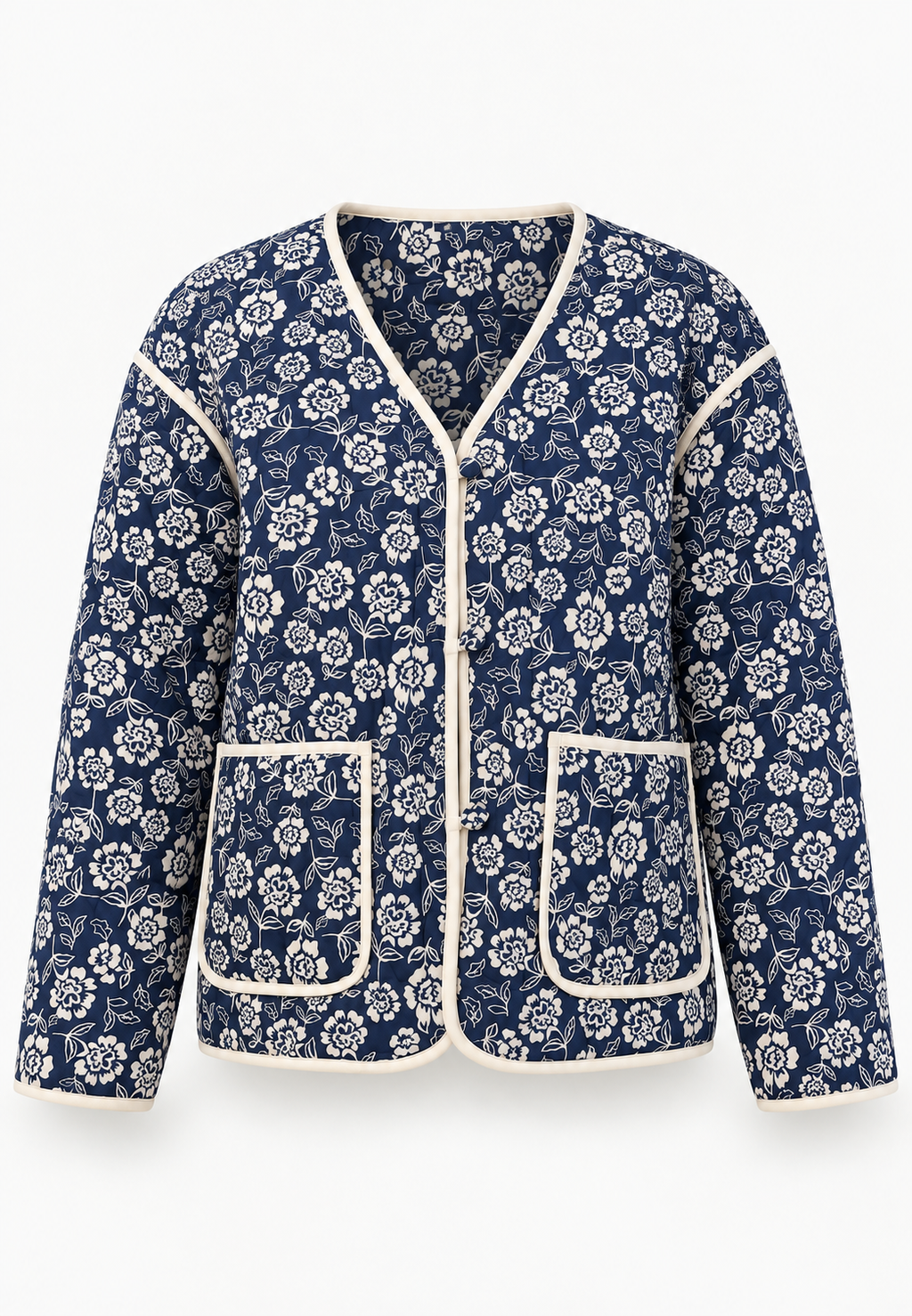 Veste matelassée femme imprimé floral bordures contrastées - Mireva